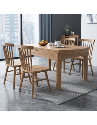 Solid wood dining table telescopic eating table household small household ash wood dining room table and chairs