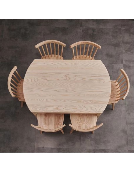 Solid wood dining table telescopic eating table household small household ash wood dining room table and chairs