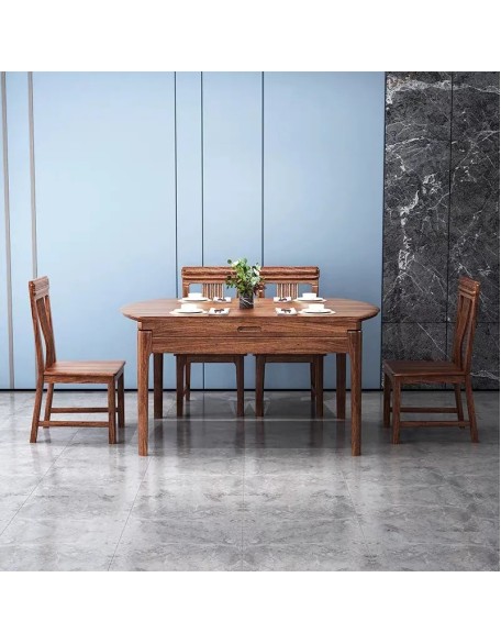 Chinese ebony dining table solid wood household small family dining table and chair set