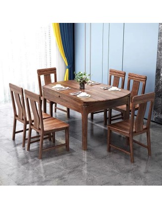 Chinese ebony dining table solid wood household small family dining table and chair set