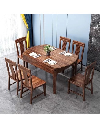 Chinese ebony dining table solid wood household small family dining table and chair set
