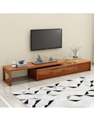 Simple new Chinese style large, medium and small living room telescopic solid wood TV stand