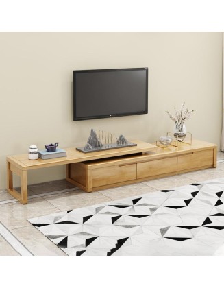 Simple new Chinese style large, medium and small living room telescopic solid wood TV stand