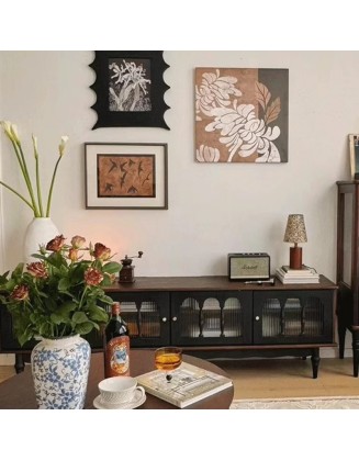 French Vintage Solid Wood TV Cabinet Coffee Table Set