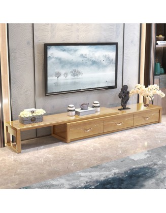 Simple new Chinese style large, medium and small household living room telescopic solid wood TV cabinet combination