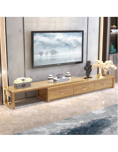 Simple new Chinese style large, medium and small household living room telescopic solid wood TV cabinet combination
