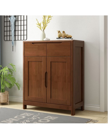 Solid Wooden Shoe Cabinet Two Doors Household Large Capacity Storage Storage Cabinet