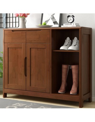 Solid Wooden Shoe Cabinet Two Doors Household Large Capacity Storage Storage Cabinet