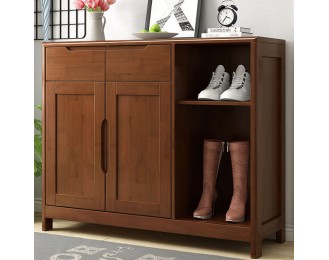 Solid Wooden Shoe Cabinet Two Doors Household Large Capacity Storage Storage Cabinet