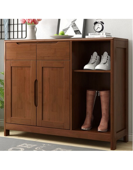 Solid Wooden Shoe Cabinet Two Doors Household Large Capacity Storage Storage Cabinet