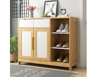 Solid Wooden Shoe Cabinet Two Doors Household Large Capacity Storage Storage Cabinet