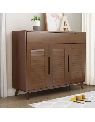 Solid Wooden Shoe Cabinet Small Household Living Room Household Log Balcony Organizer Storage Cabinet