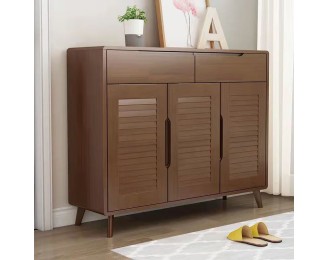 Solid Wooden Shoe Cabinet Small Household Living Room Household Log Balcony Organizer Storage Cabinet
