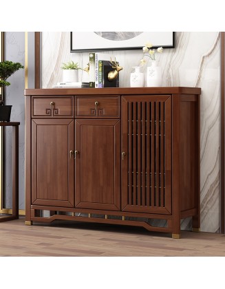 New Chinese solid wood shoe cabinet large capacity household multifunctional modern style entry cabinet