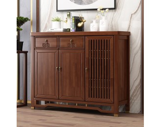 New Chinese solid wood shoe cabinet large capacity household multifunctional modern style entry cabinet