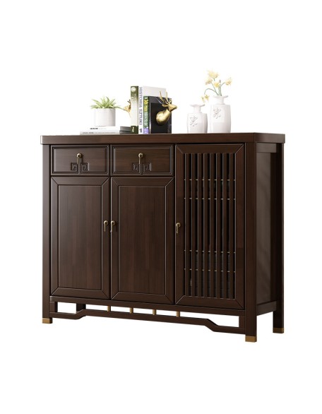 New Chinese solid wood shoe cabinet large capacity household multifunctional modern style entry cabinet