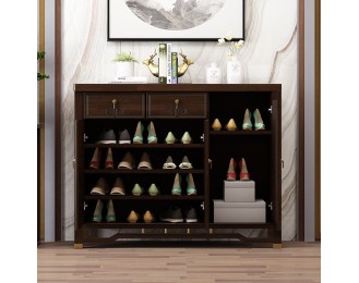 New Chinese solid wood shoe cabinet large capacity household multifunctional modern style entry cabinet