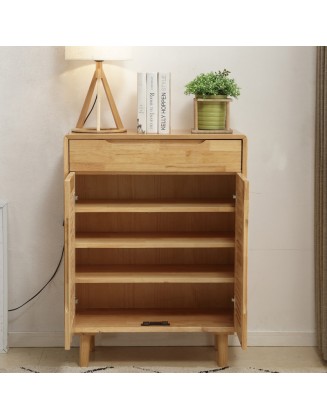 Simple modern solid wood shoe cabinet household doorway cabinet large capacity multi-layer storage cabinet