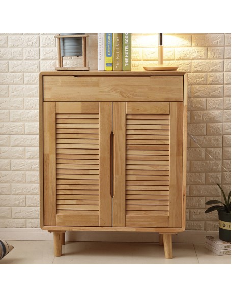 Simple modern solid wood shoe cabinet household doorway cabinet large capacity multi-layer storage cabinet