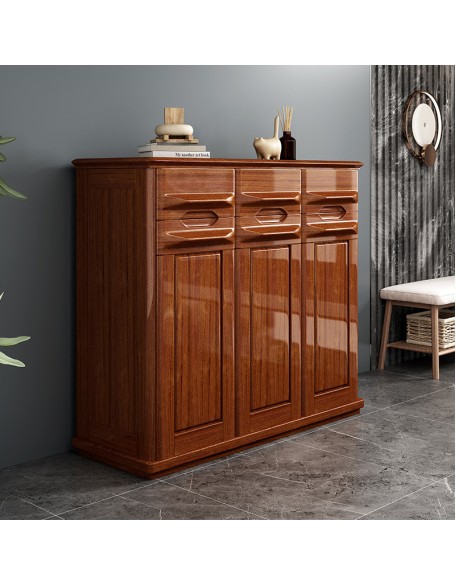 Chinese walnut shoe cabinet solid wood home entrance doorway cabinet balcony storage cabinet