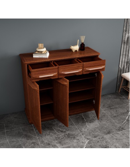 Chinese walnut shoe cabinet solid wood home entrance doorway cabinet balcony storage cabinet